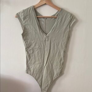 Everlane Green Fitted Cap Sleeve Bodysuit
